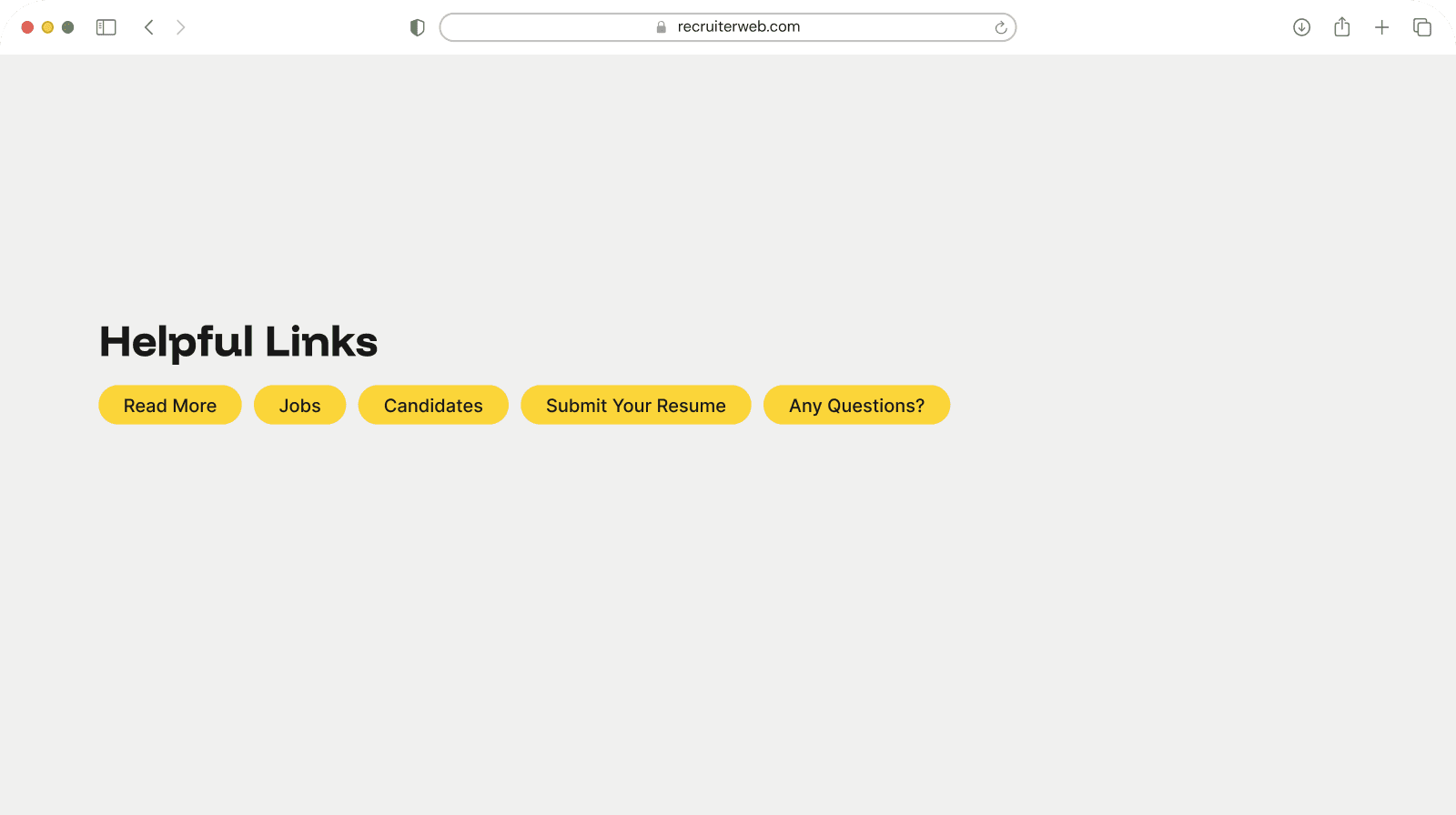 "Helpful Links" widget example: row of rounded button links