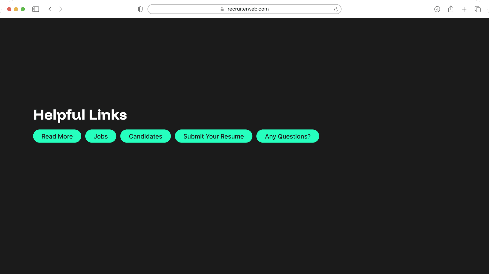 "Helpful Links" widget example: row of rounded button links