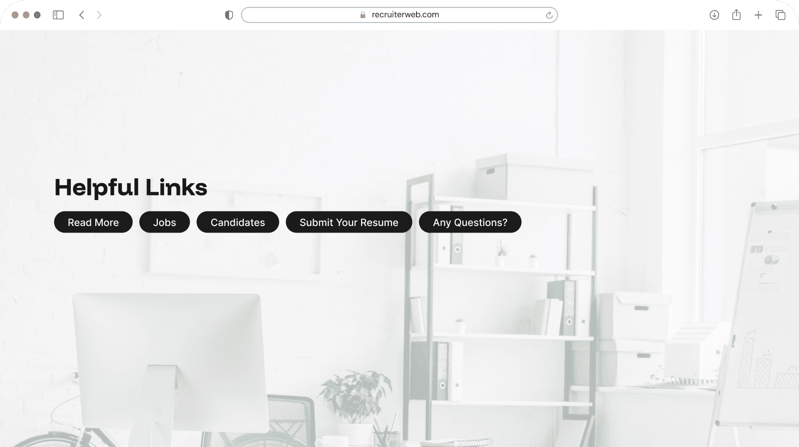 "Helpful Links" widget example: row of rounded button links