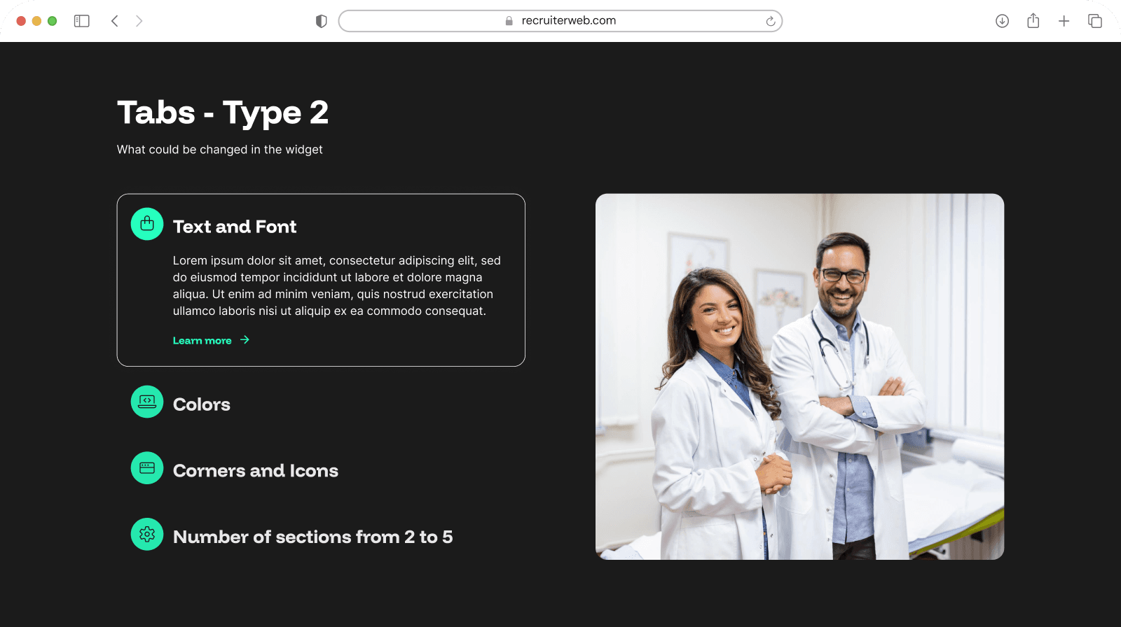 Tabs type 2 bespoke design feature V2