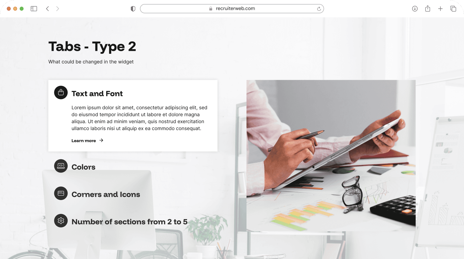 Tabs type 2 bespoke design feature V4