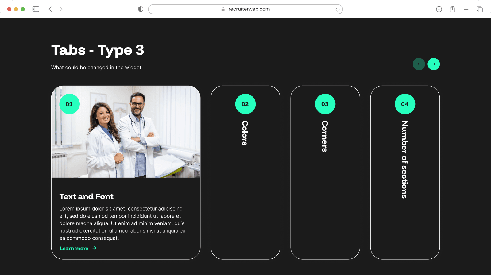 Tabs type 3 bespoke design feature V4