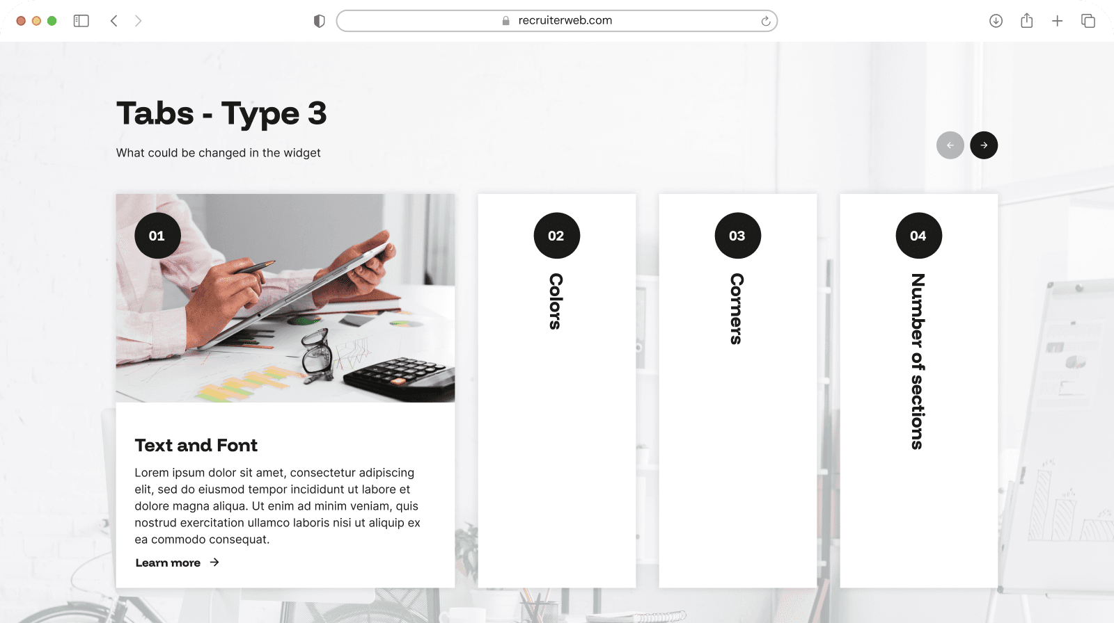 Tabs type 3 bespoke design feature V2
