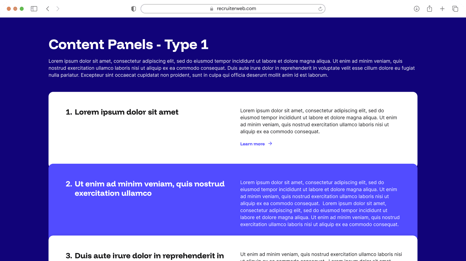 "Content Panels - Type 1" widget example, alternate panel color