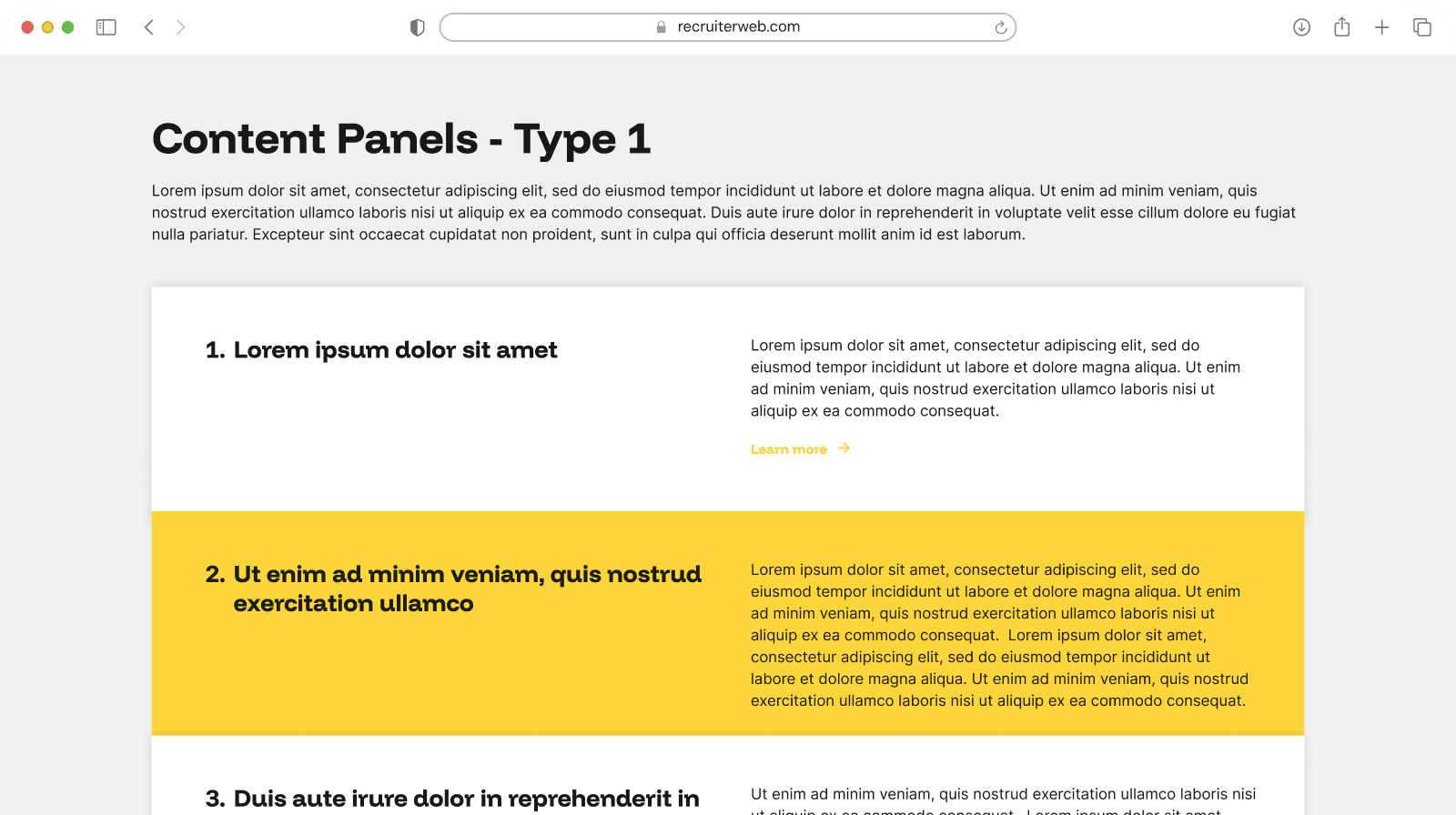 "Content Panels - Type 1" widget example, alternate panel color
