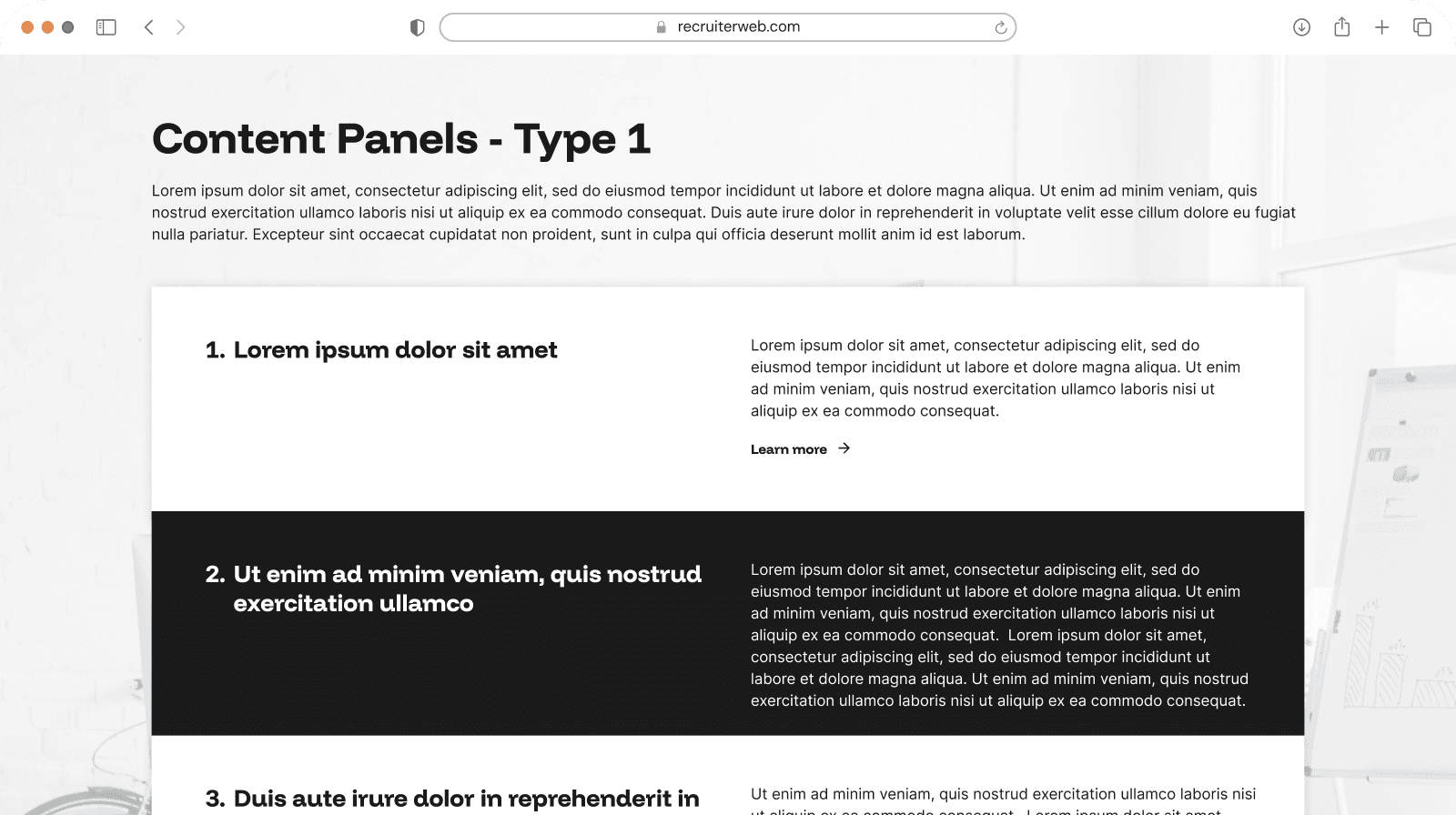 "Content Panels - Type 1" widget example, alternate panel color