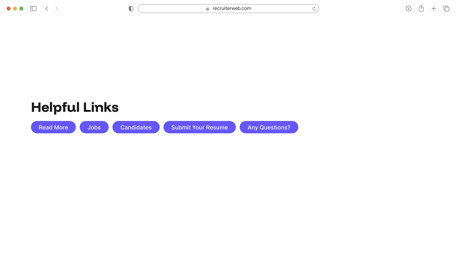 "Helpful Links" widget example: row of rounded button links
