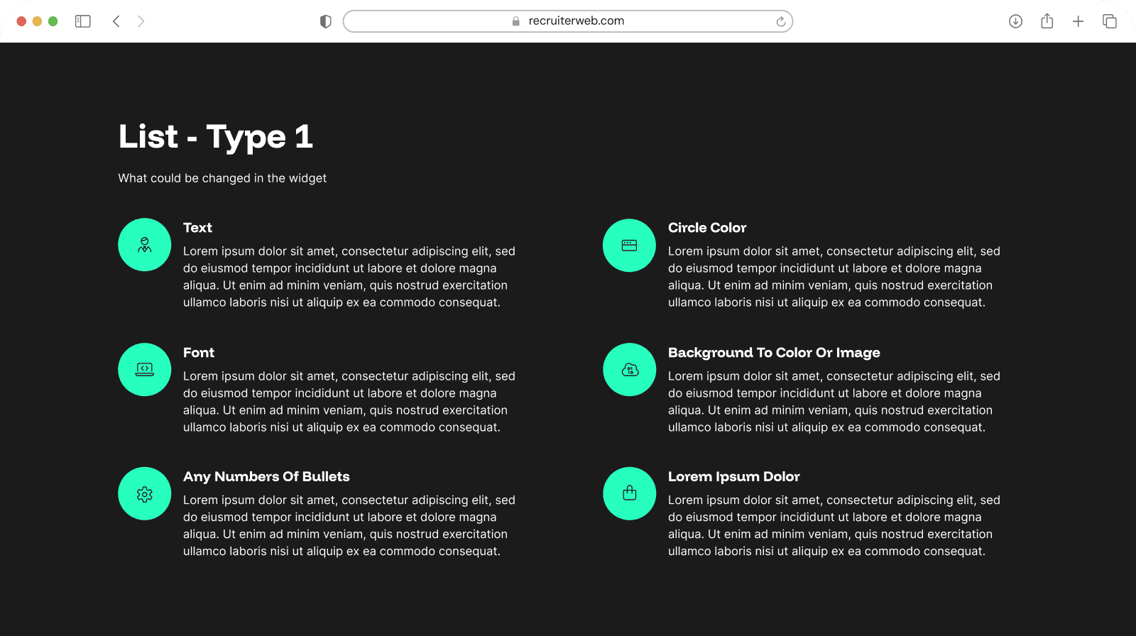 List type 1 bespoke design feature V3