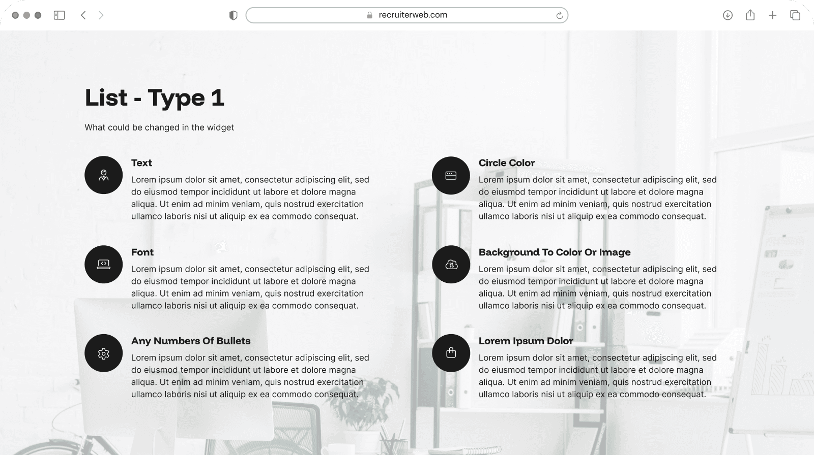 List type 1 bespoke design feature V2