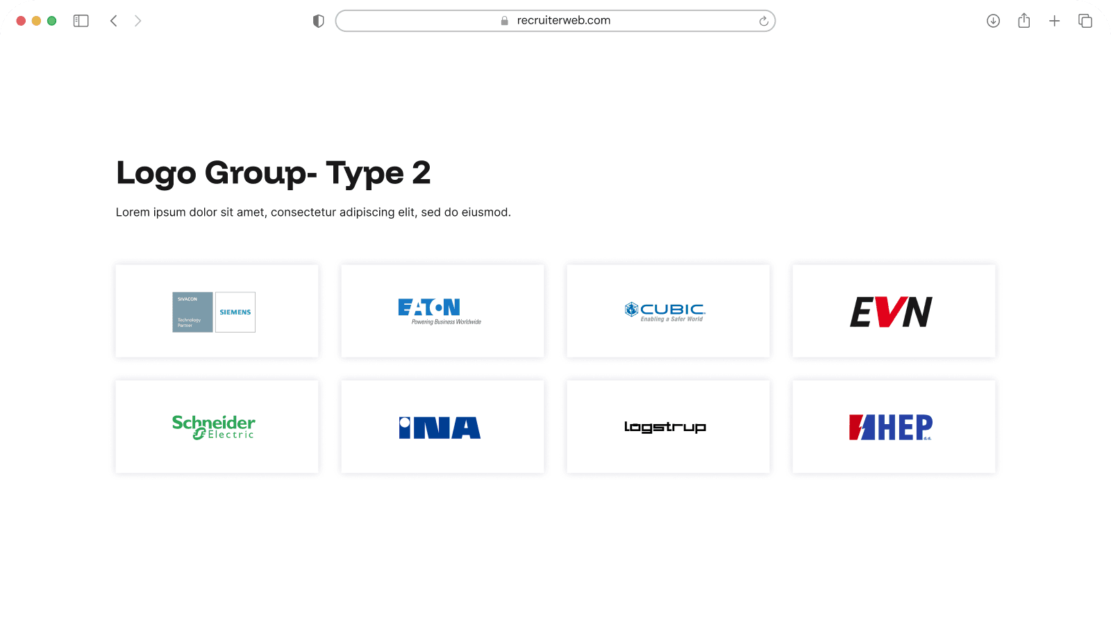 "Logo Group - Type 2" widget example: row of partner logos