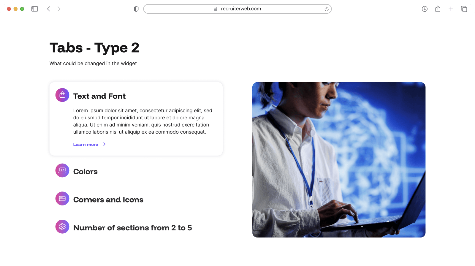 Tabs type 2 bespoke design feature V3