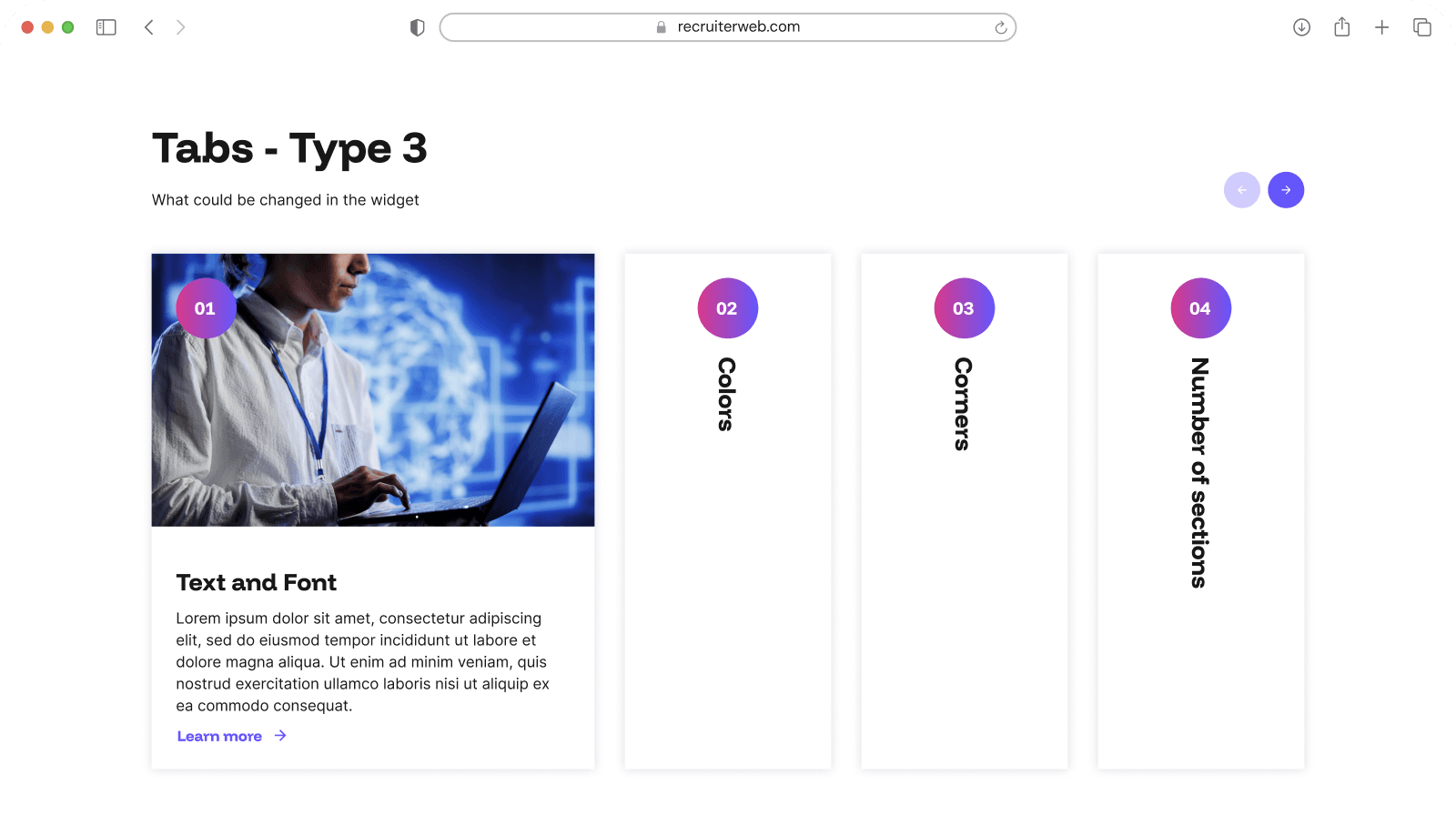 Tabs type 3 bespoke design feature V3