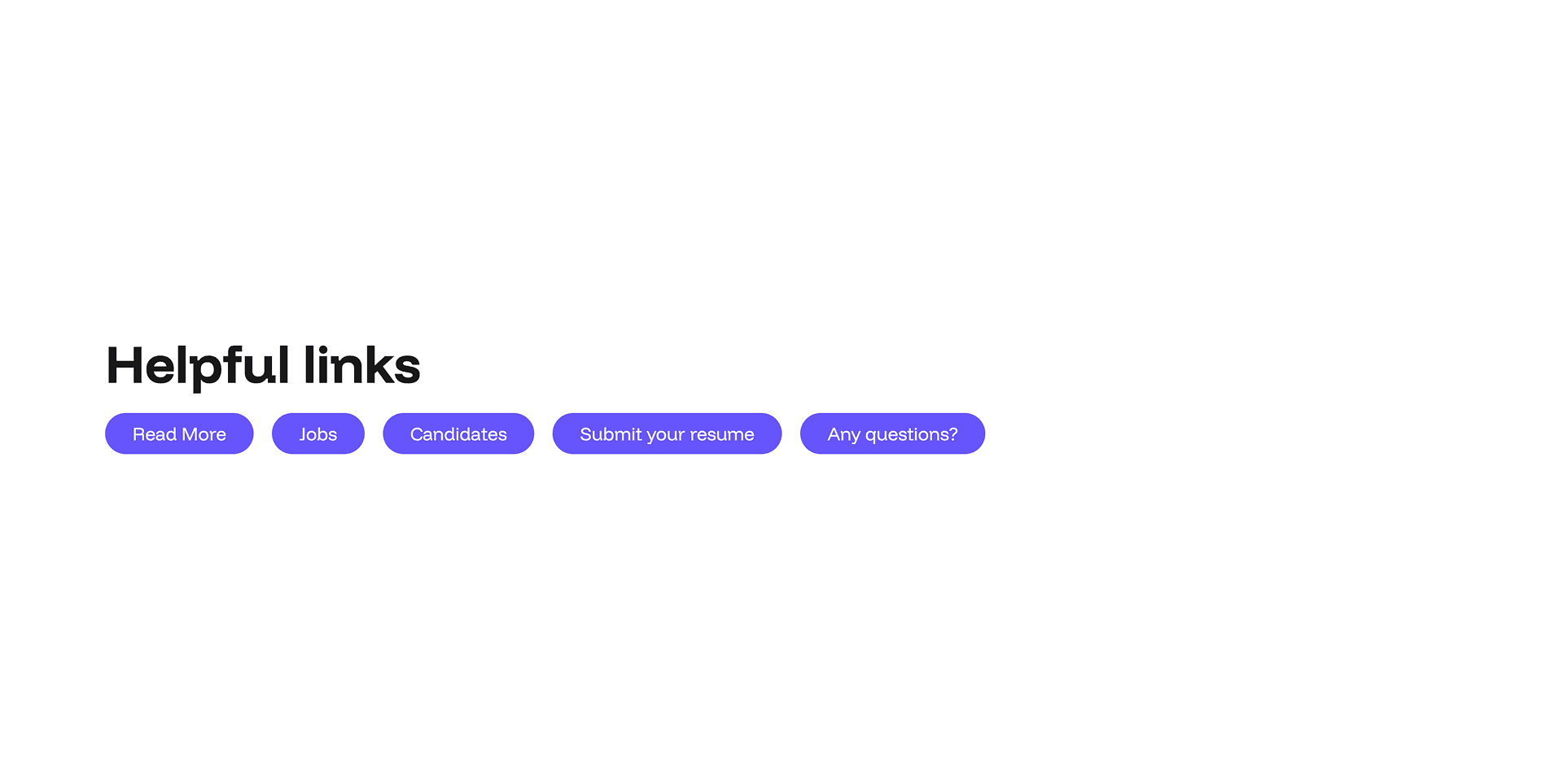 "Helpful links" example page: row of five rounded button links