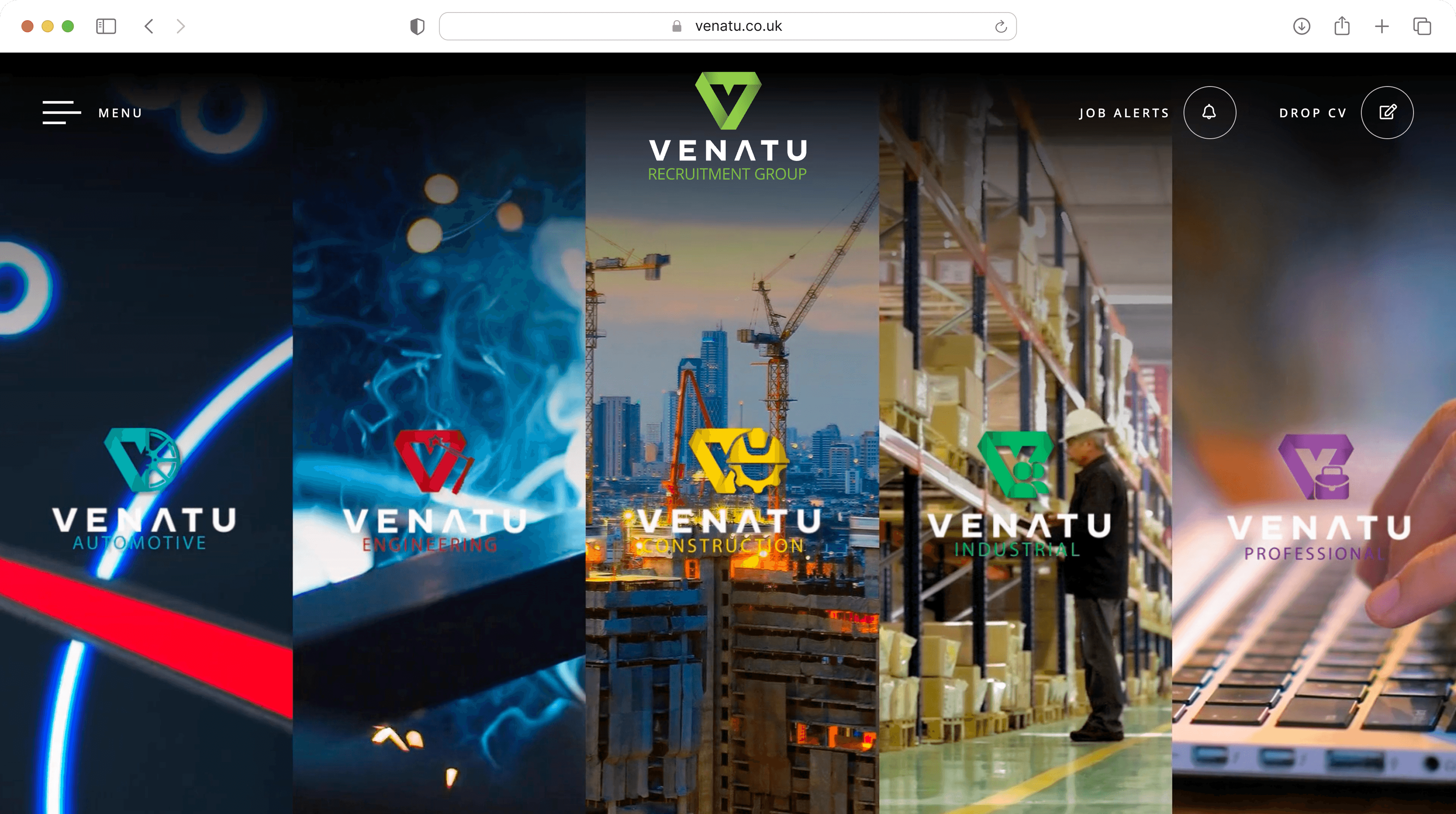 Homepage screenshot of Venatu Recruitment website